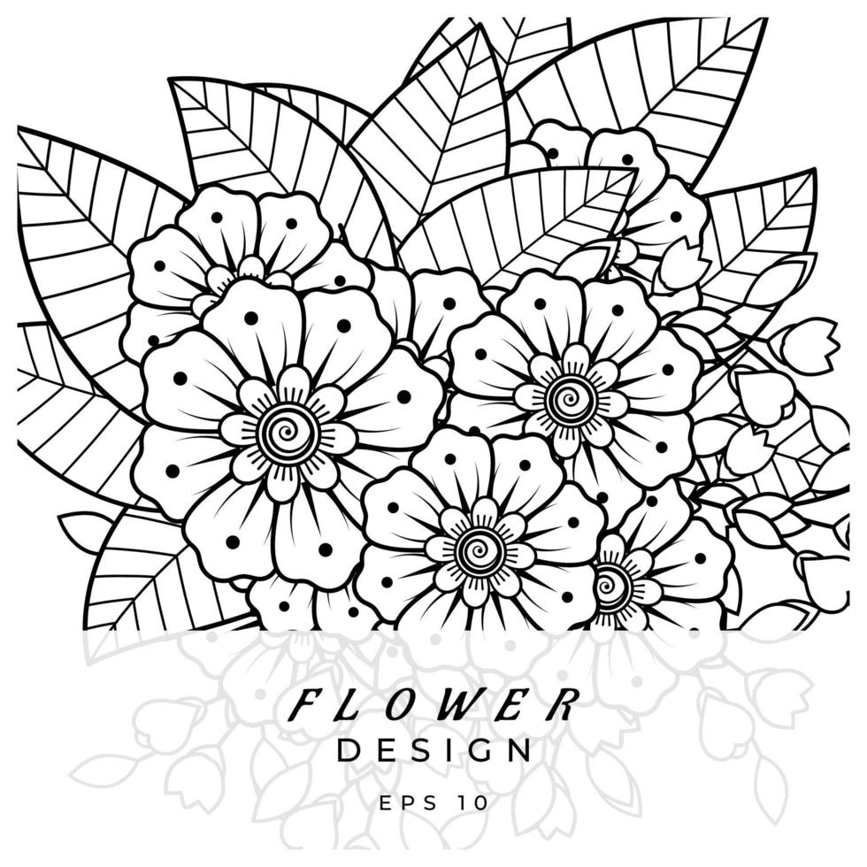 mehndi flower decorative ornament in ethnic oriental style, doodle ornament, outline hand draw. coloring book page. vector