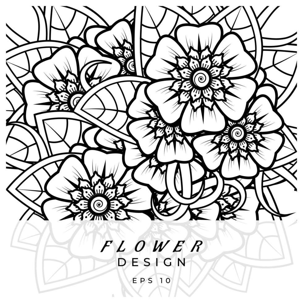 mehndi flower decorative ornament in ethnic oriental style, doodle ornament, outline hand draw. coloring book page. vector