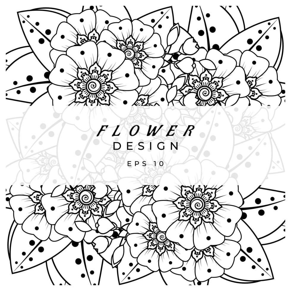 mehndi flower decorative ornament in ethnic oriental style, doodle ornament, outline hand draw. coloring book page. vector