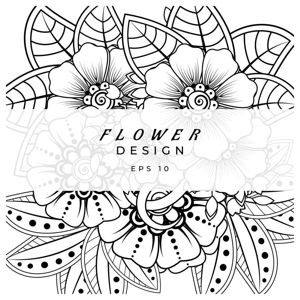 mehndi flower decorative ornament in ethnic oriental style, doodle ornament, outline hand draw. coloring book page. vector