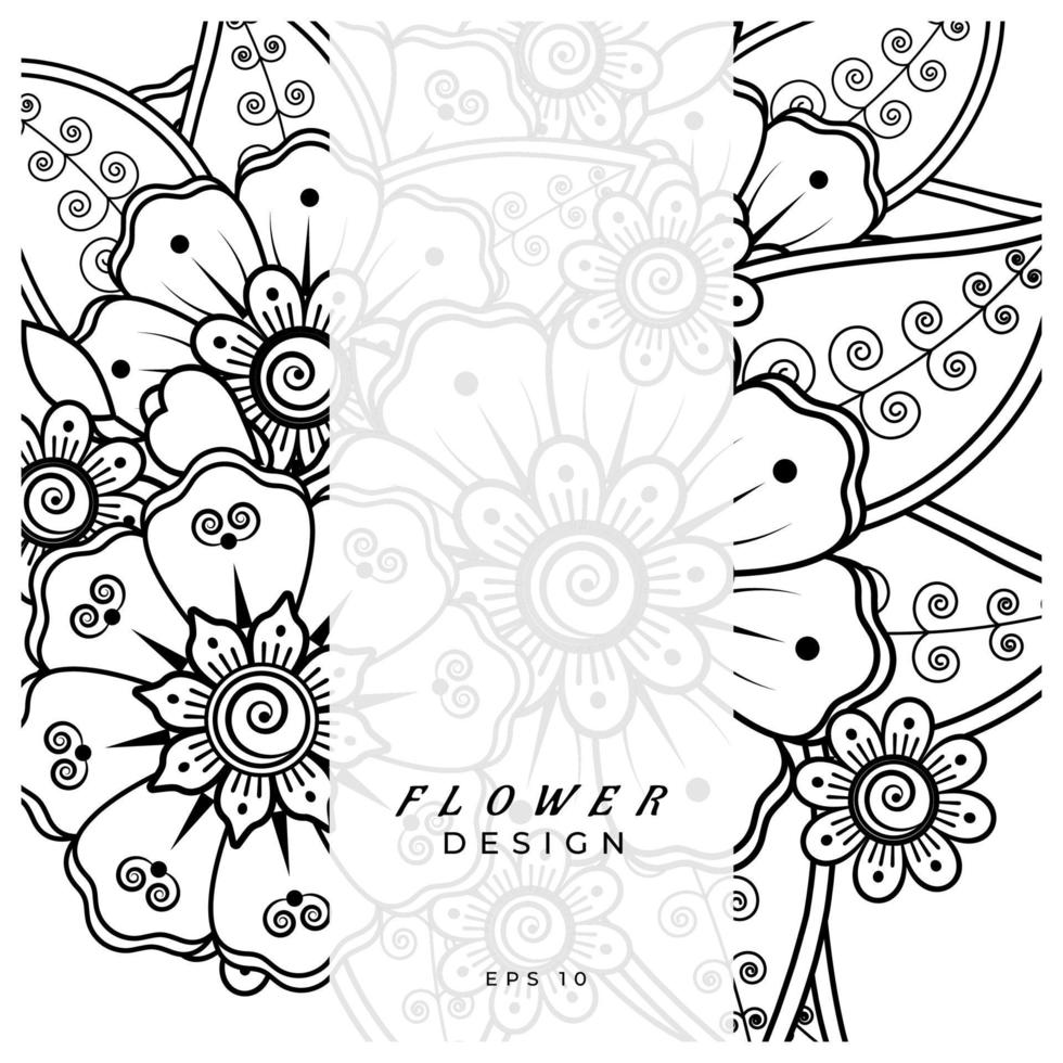 mehndi flower decorative ornament in ethnic oriental style, doodle ornament, outline hand draw. coloring book page. vector