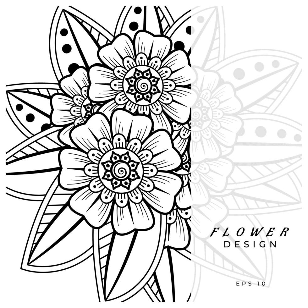 mehndi flower decorative ornament in ethnic oriental style, doodle ornament, outline hand draw. coloring book page. vector