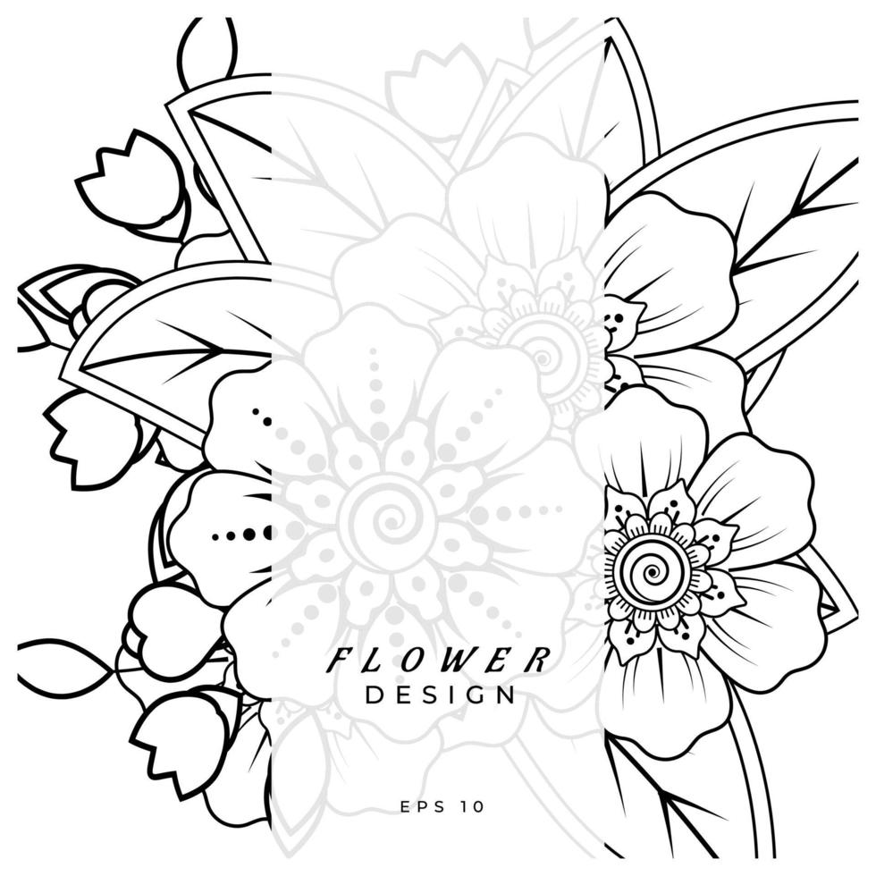 mehndi flower decorative ornament in ethnic oriental style, doodle ornament, outline hand draw. coloring book page. vector