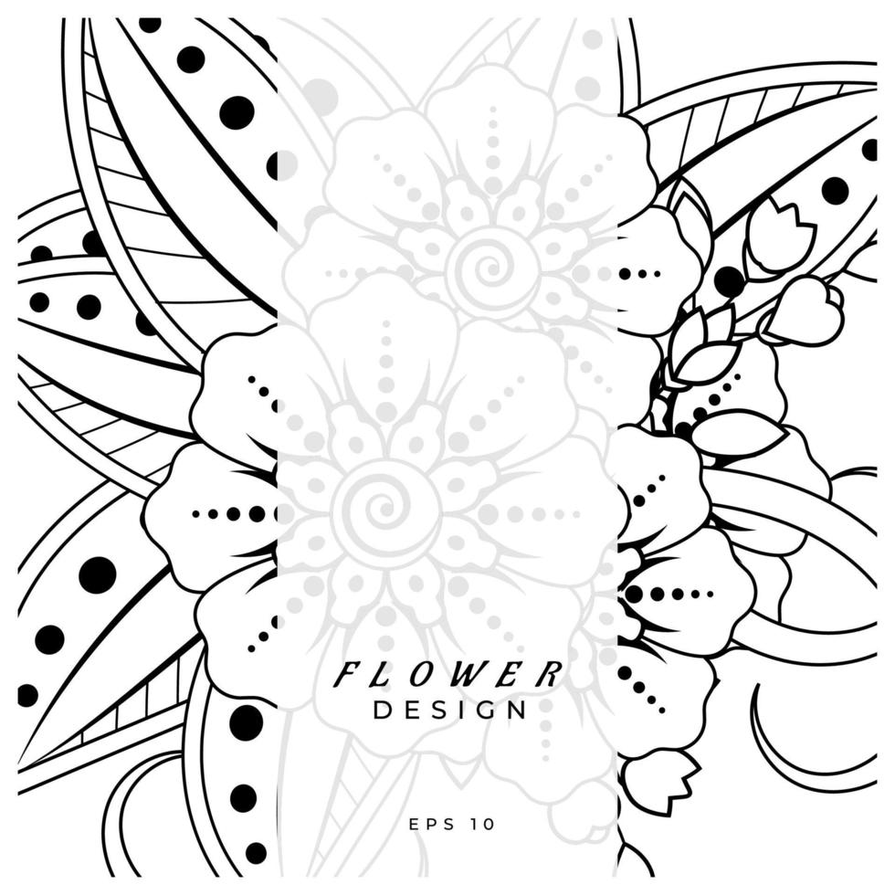 mehndi flower decorative ornament in ethnic oriental style, doodle ornament, outline hand draw. coloring book page. vector