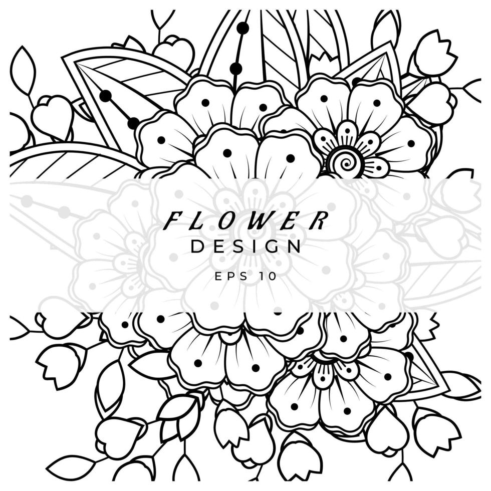 mehndi flower decorative ornament in ethnic oriental style, doodle ornament, outline hand draw. coloring book page. vector