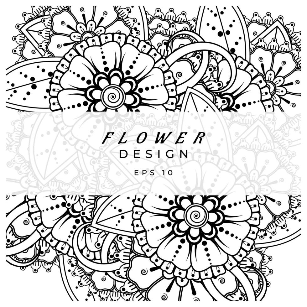 adorno decorativo de flores mehndi en estilo étnico oriental, adorno de doodle, dibujo a mano de contorno. página de libro para colorear. vector