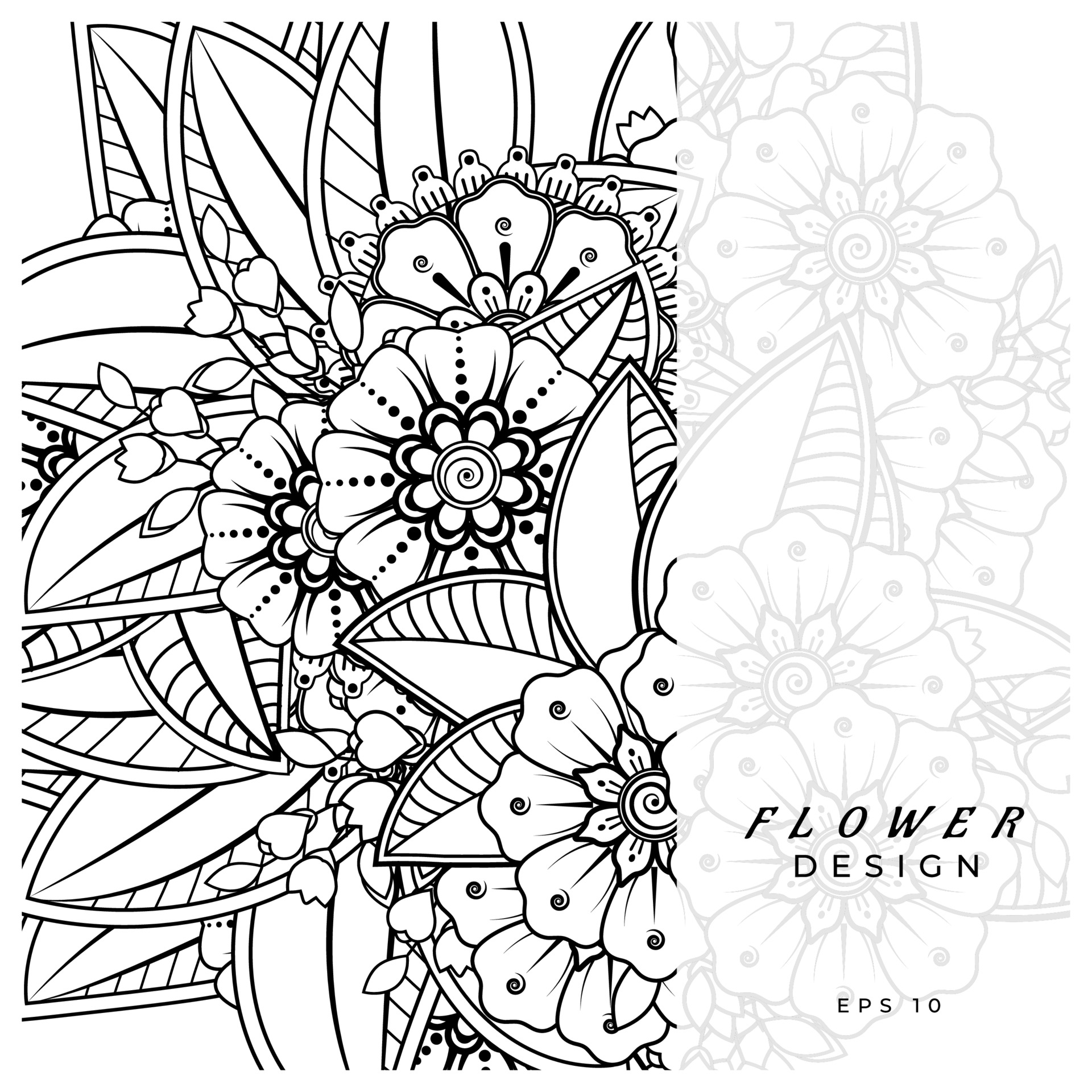 mehndi flower decorative ornament in ethnic oriental style ...