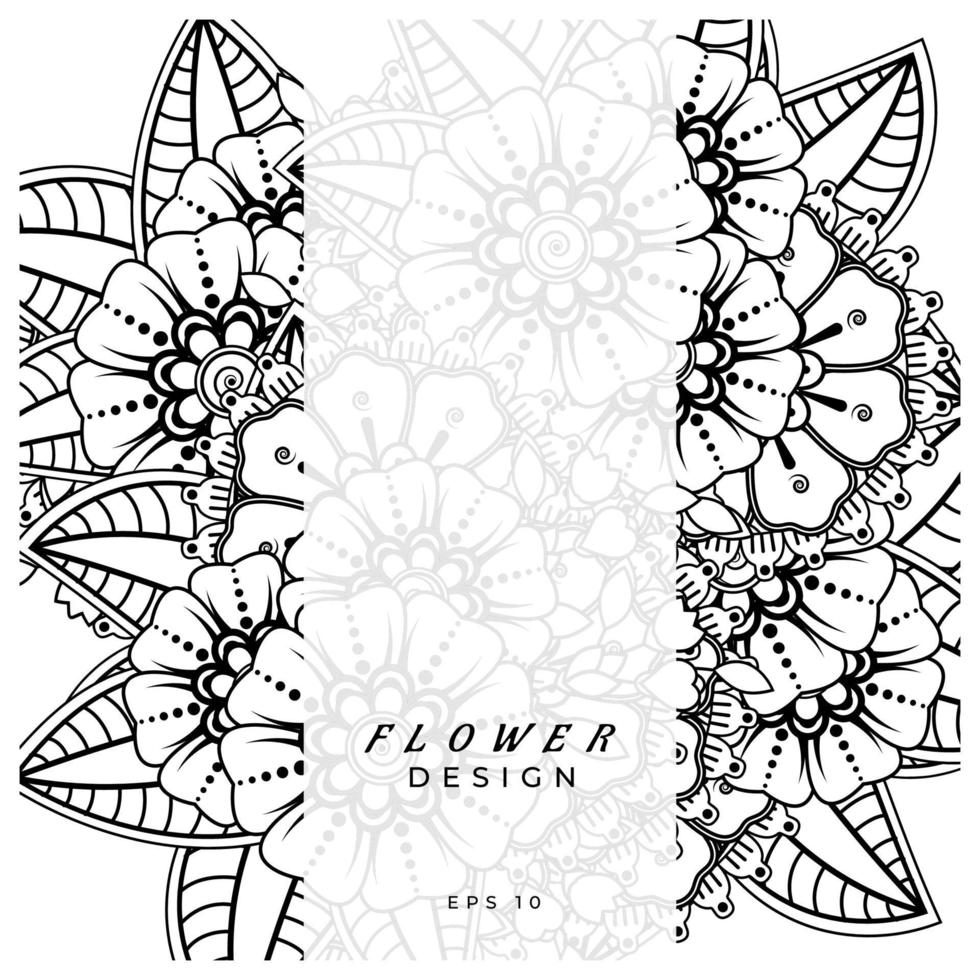 mehndi flower decorative ornament in ethnic oriental style, doodle ornament, outline hand draw. coloring book page. vector