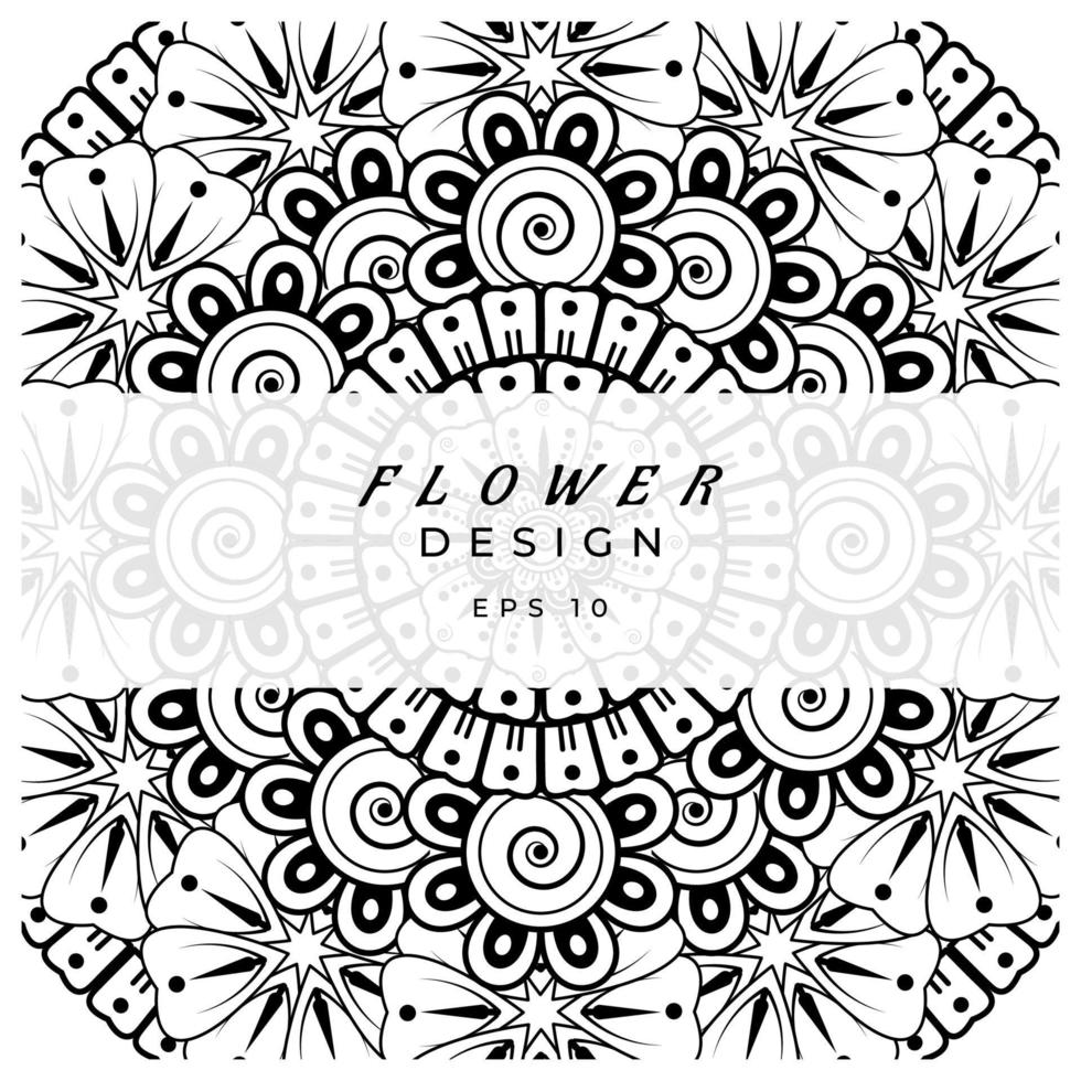 adorno decorativo de flores mehndi en estilo étnico oriental, adorno de doodle, dibujo a mano de contorno. página de libro para colorear. vector