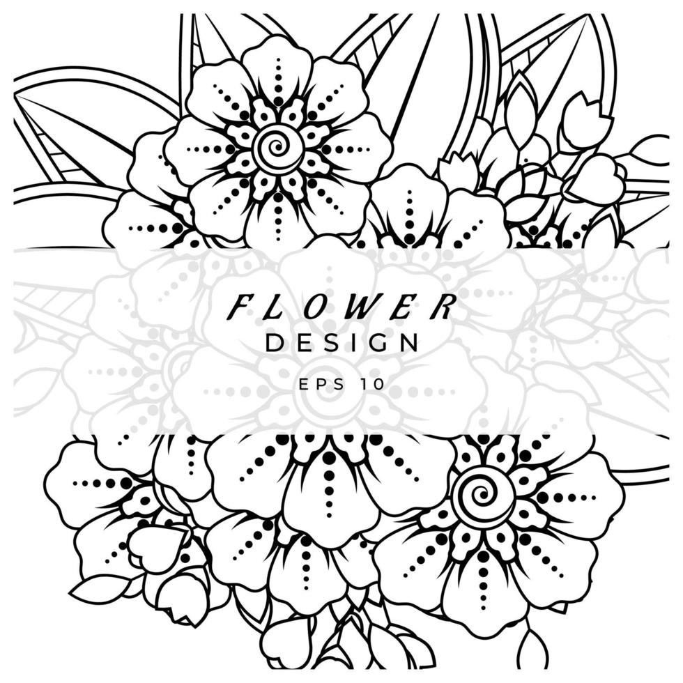 mehndi flower decorative ornament in ethnic oriental style, doodle ornament, outline hand draw. coloring book page. vector