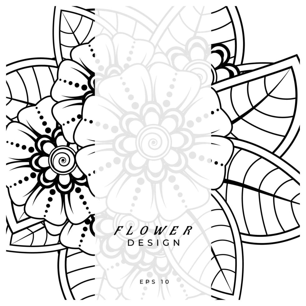 mehndi flower decorative ornament in ethnic oriental style, doodle ornament, outline hand draw. coloring book page. vector