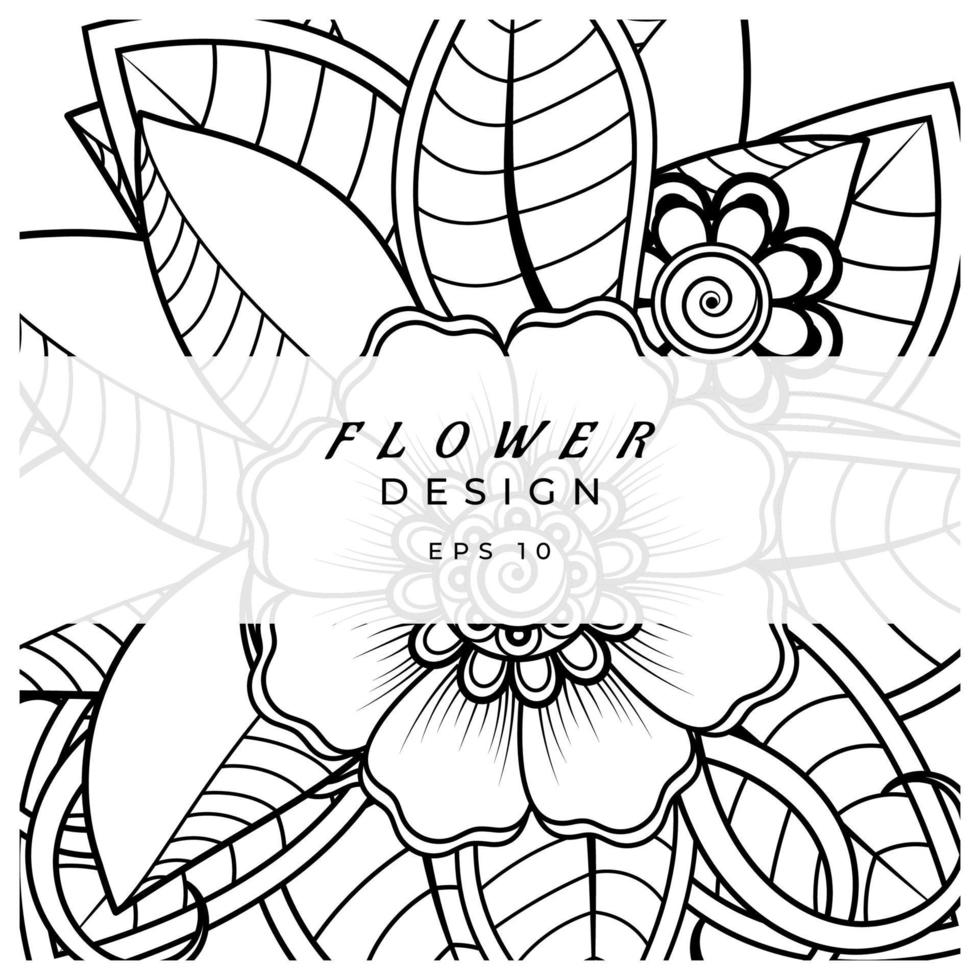 mehndi flower decorative ornament in ethnic oriental style, doodle ornament, outline hand draw. coloring book page. vector