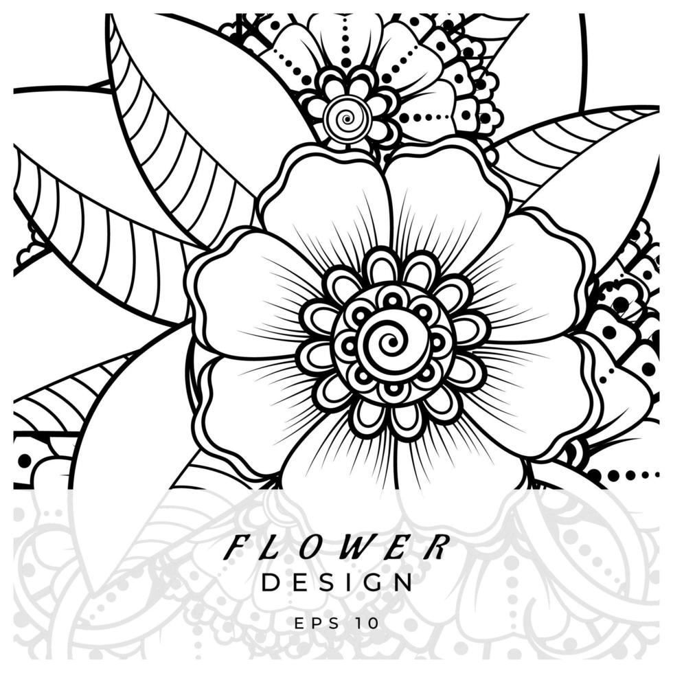 mehndi flower decorative ornament in ethnic oriental style, doodle ornament, outline hand draw. coloring book page. vector