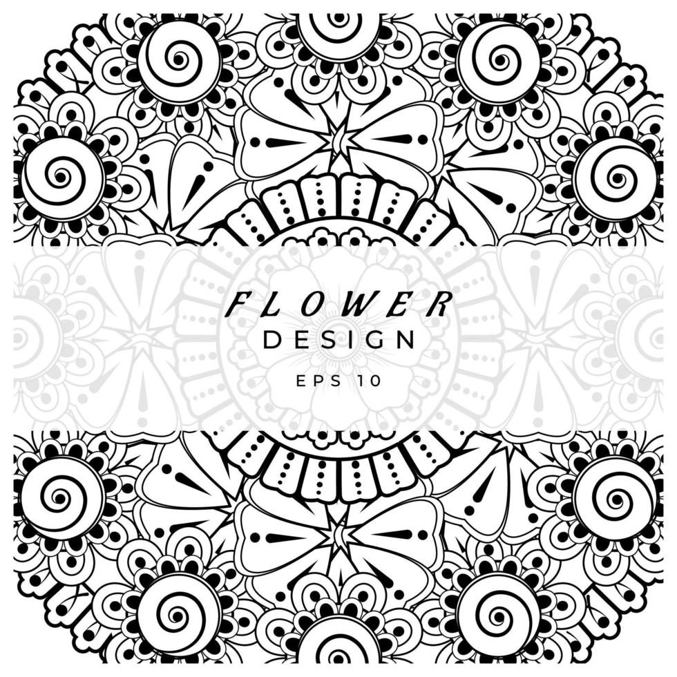 mehndi flower decorative ornament in ethnic oriental style, doodle ornament, outline hand draw. coloring book page. vector