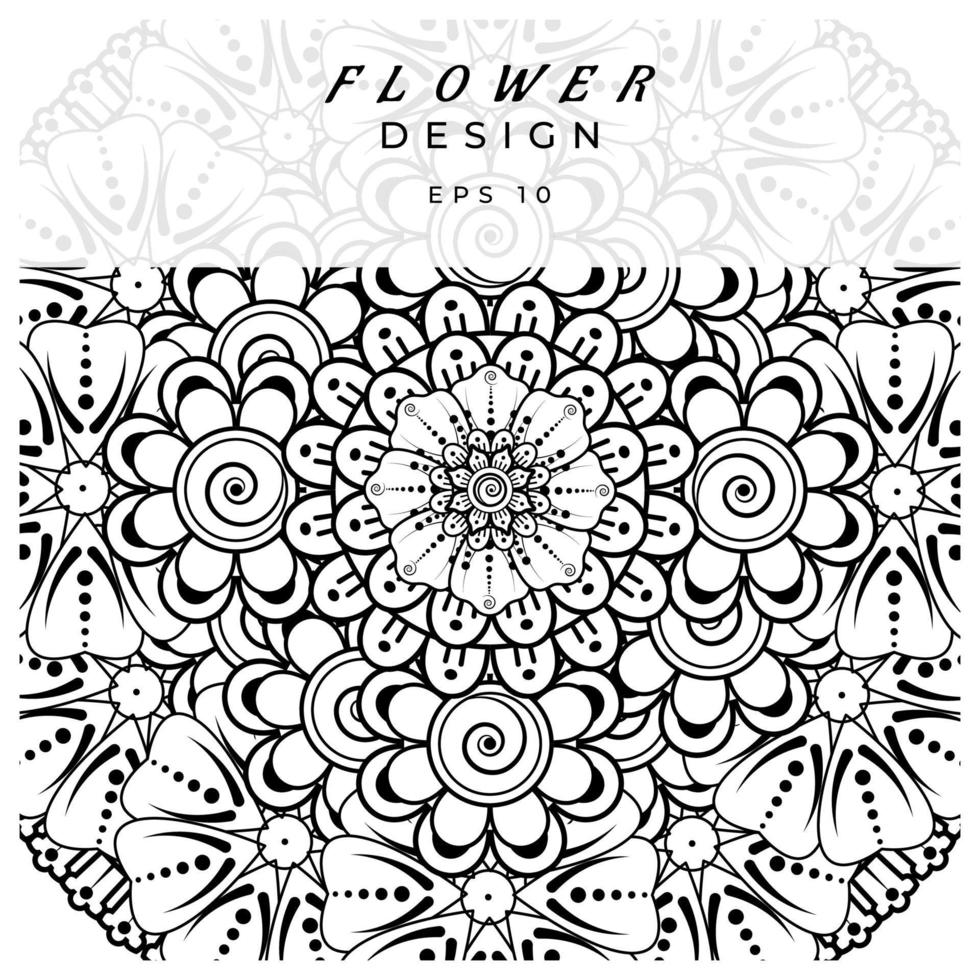 mehndi flower decorative ornament in ethnic oriental style, doodle ornament, outline hand draw. coloring book page. vector