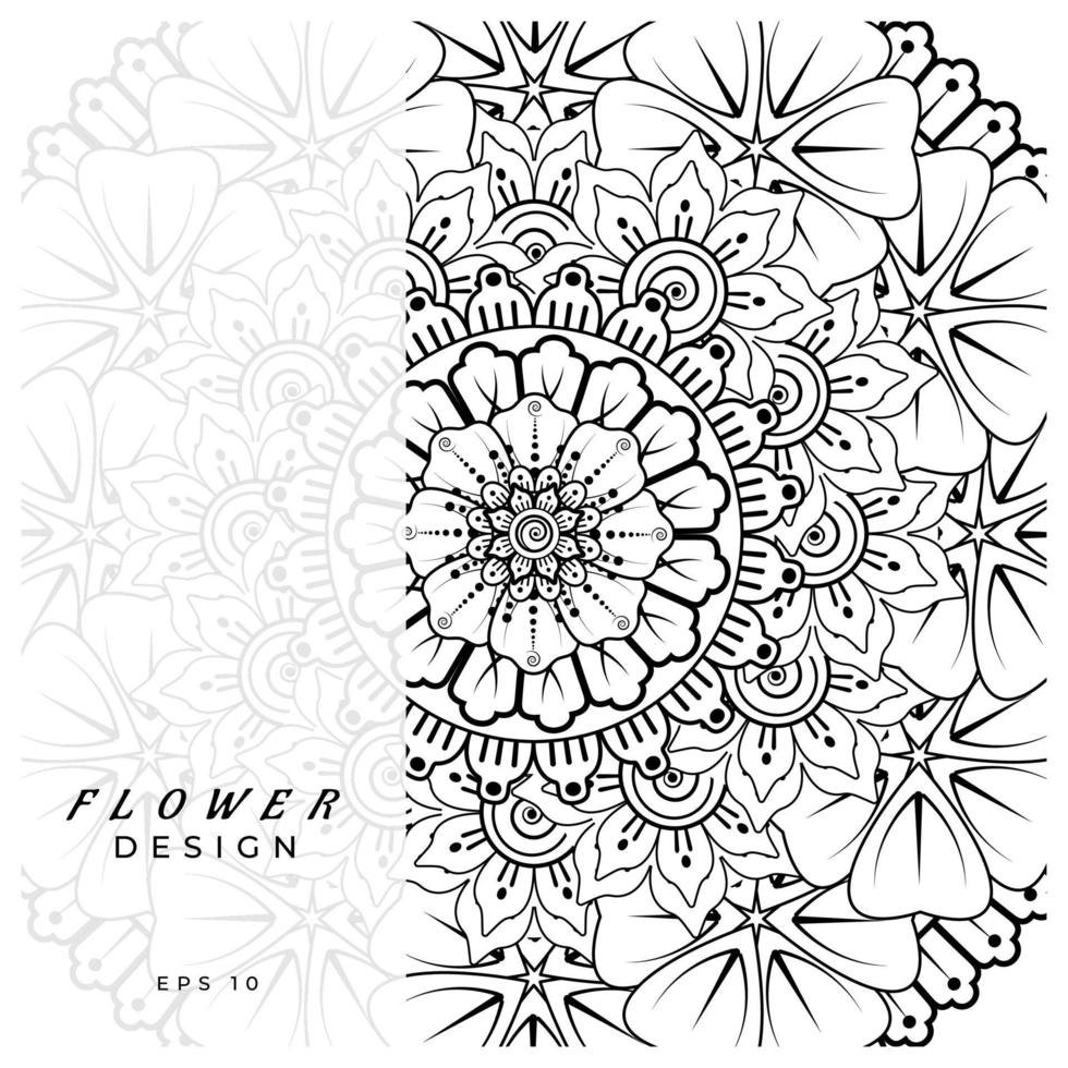 mehndi flower decorative ornament in ethnic oriental style, doodle ornament, outline hand draw. coloring book page. vector