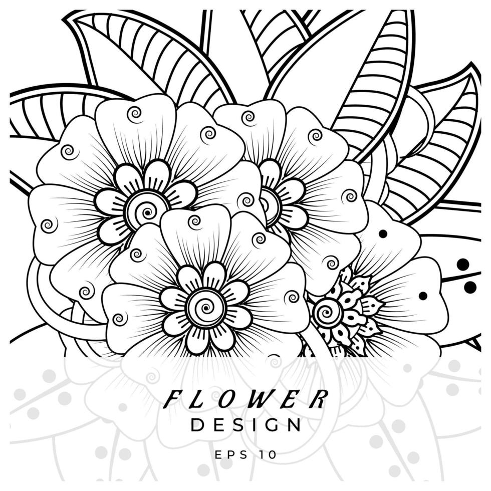 mehndi flower decorative ornament in ethnic oriental style, doodle ornament, outline hand draw. coloring book page. vector