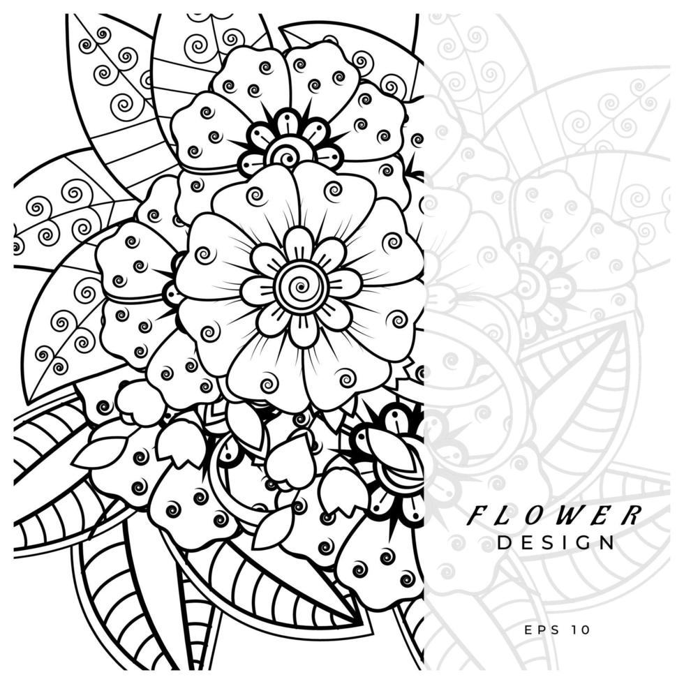 mehndi flower decorative ornament in ethnic oriental style, doodle ornament, outline hand draw. coloring book page. vector