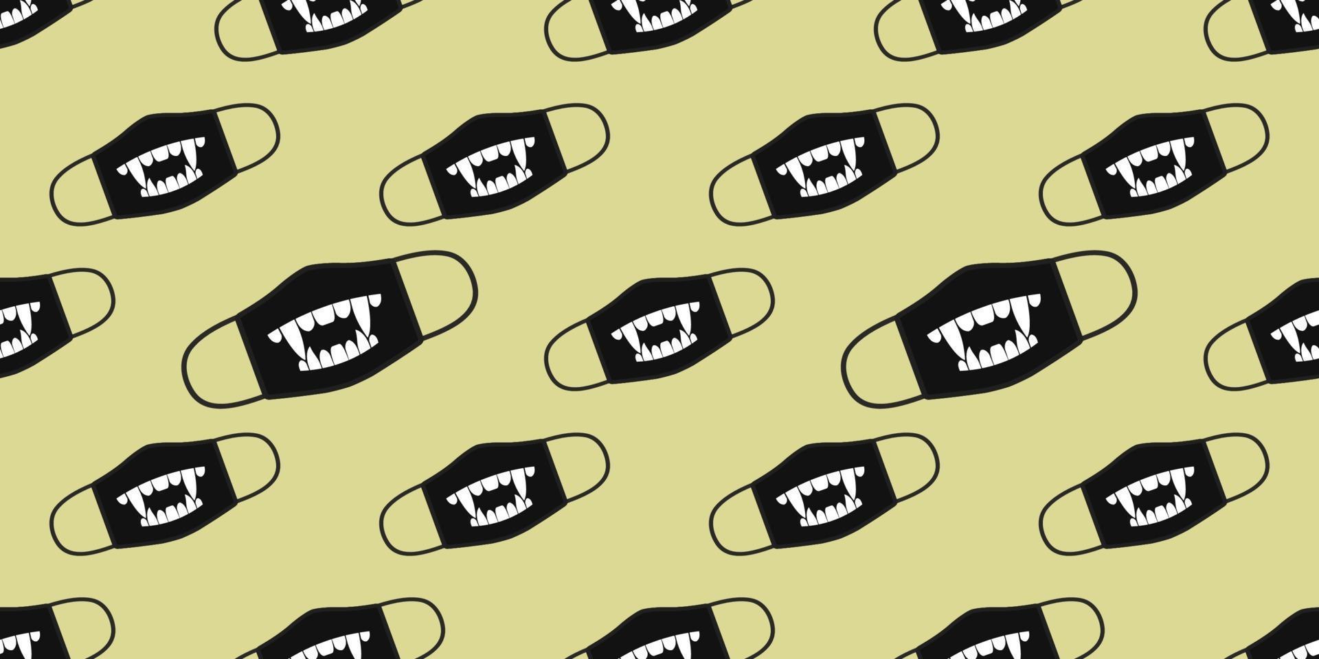 Seamless pattern of funny masks in mask design. Face mask design template, dust protection and breathing medical respiratory. vector