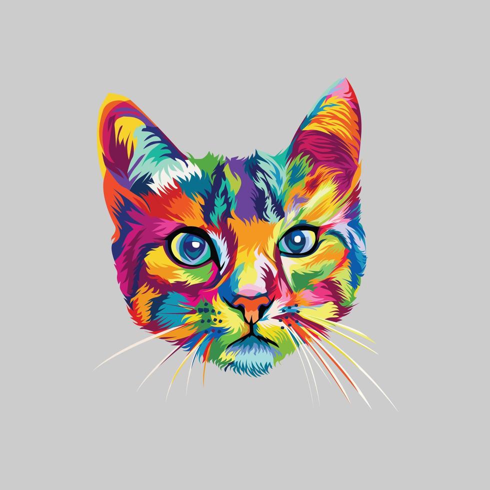 colorful cat head vector