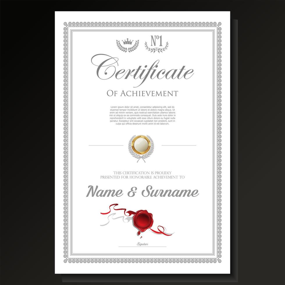 Certificate or diploma retro design template on black background vector