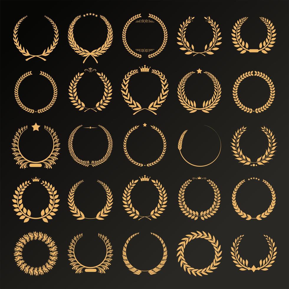 Colección de diferentes coronas de laurel diseño retro vintage vector