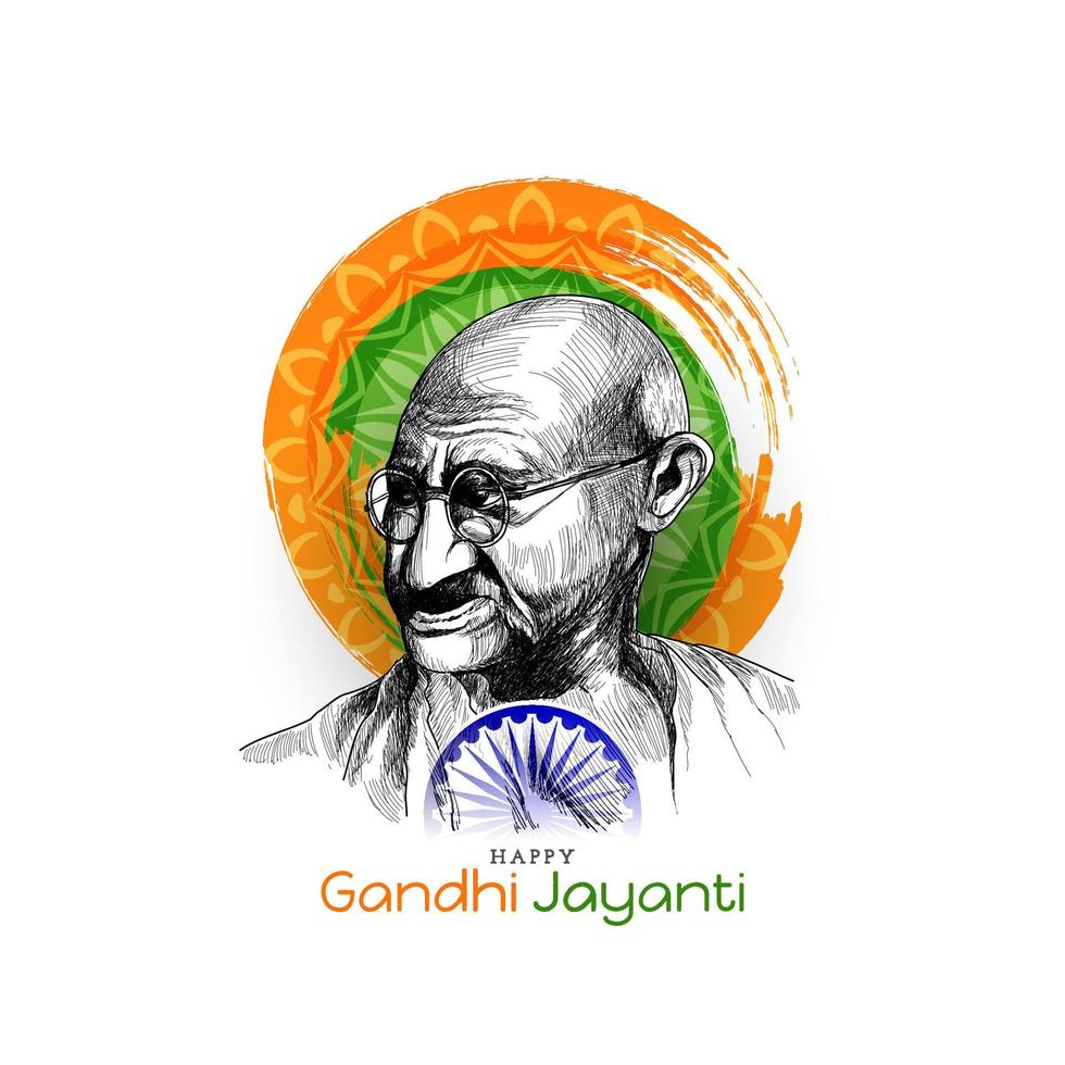 Happy gandhi Jayanti celebration Indian flag color theme background vector