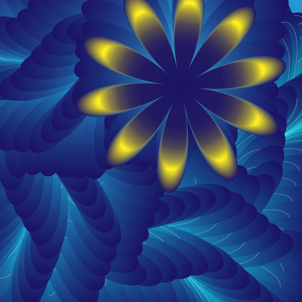 abstract flower design in blue gradient vector