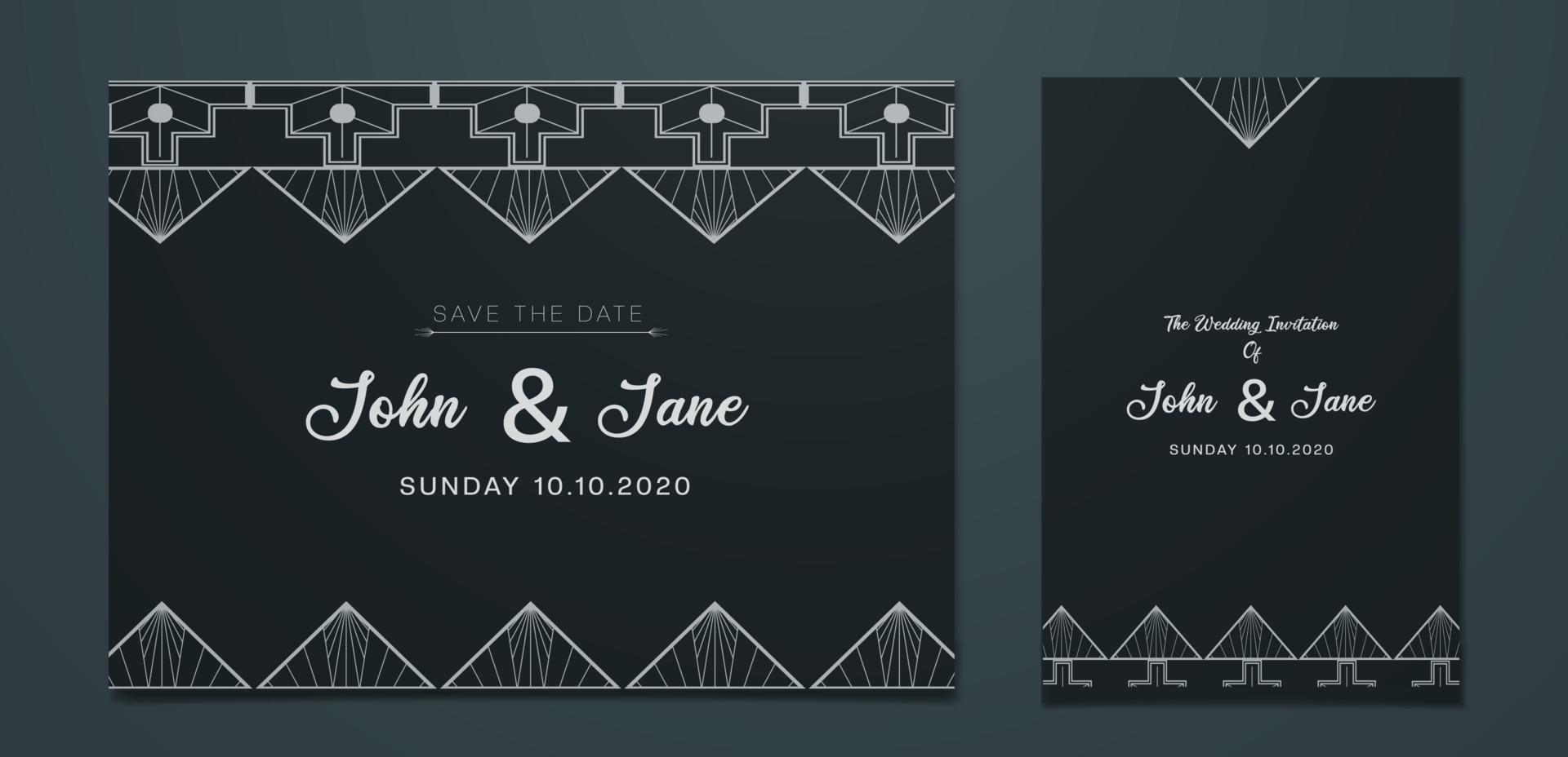 invitación de boda estilo art deco vector