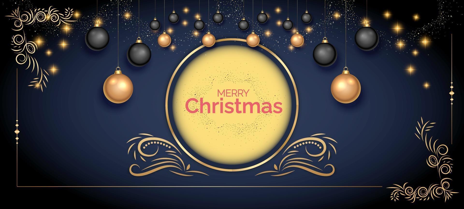 elegant christmas banner with leaf frame vector