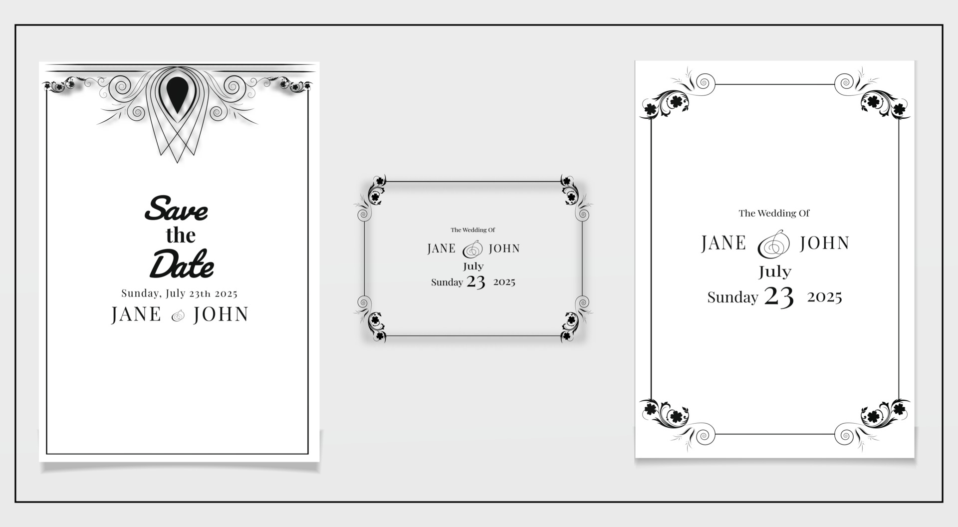 luxury wedding invitation card set in black and white 3523302 Vector