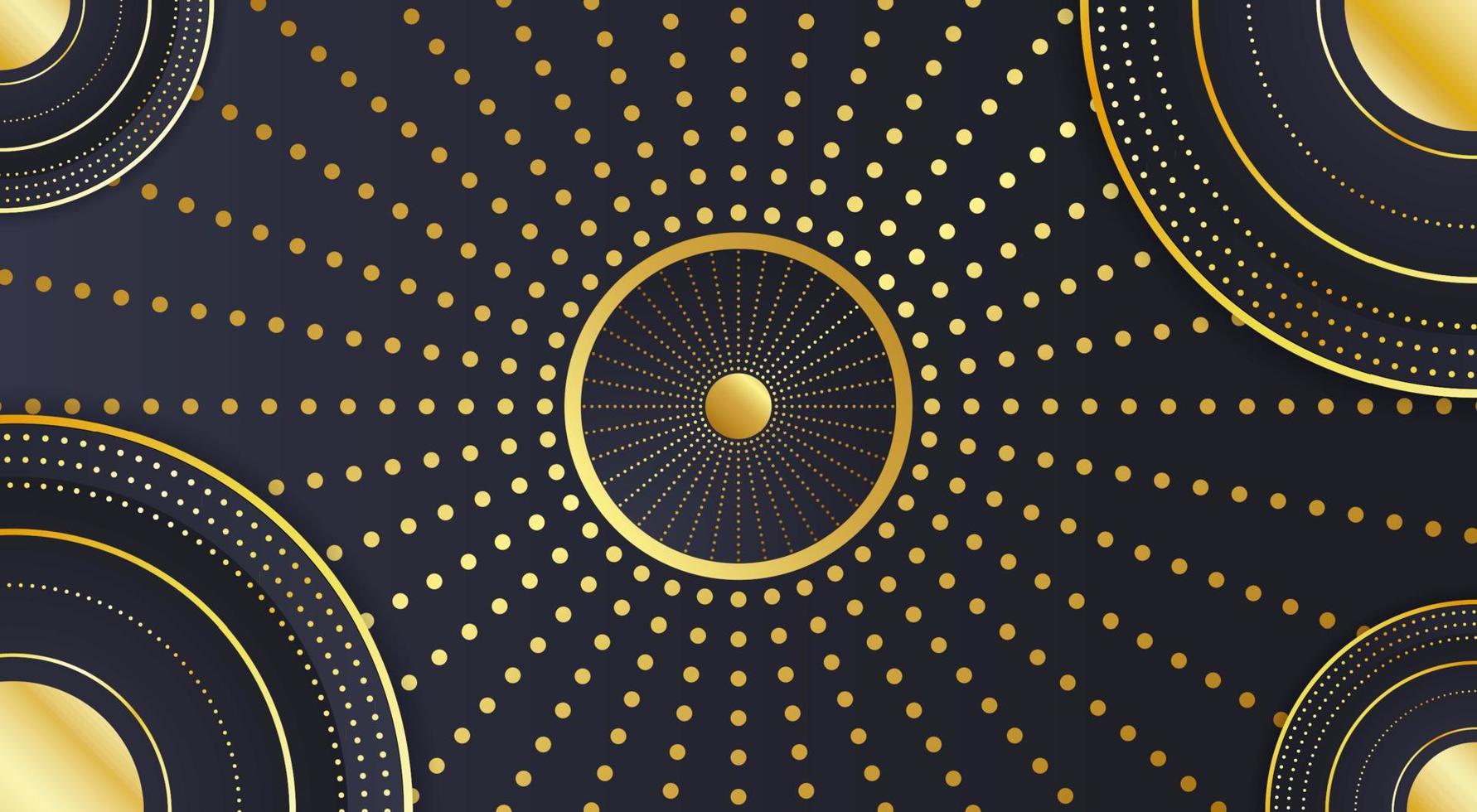 dark luxury rounded background with golden lines vector
