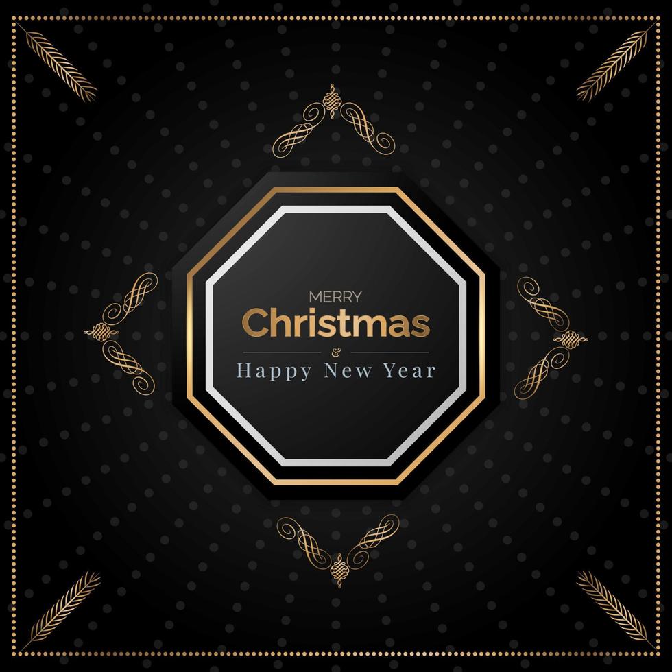 hexagonal christmas and new year banner vector
