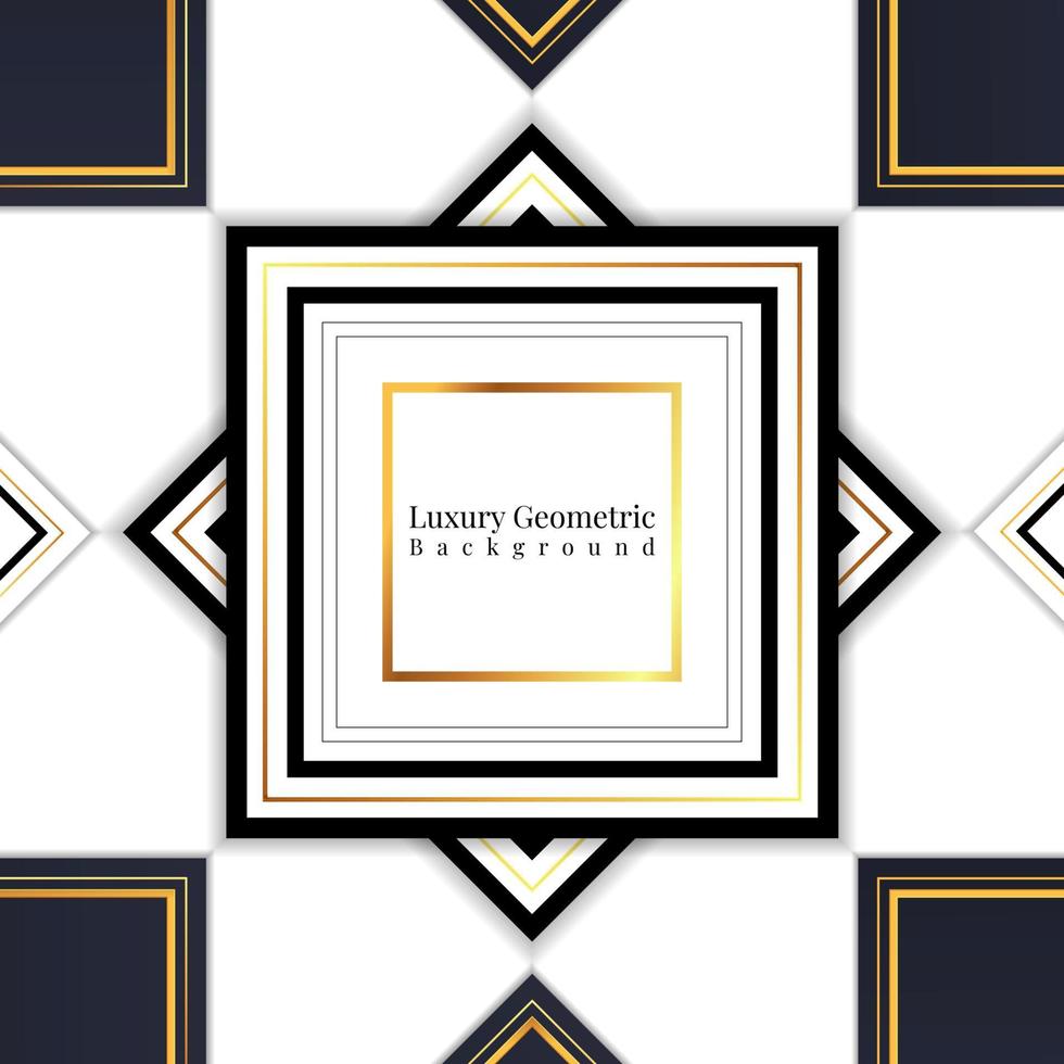 luxury rectangle geometric background in black gold and white vector