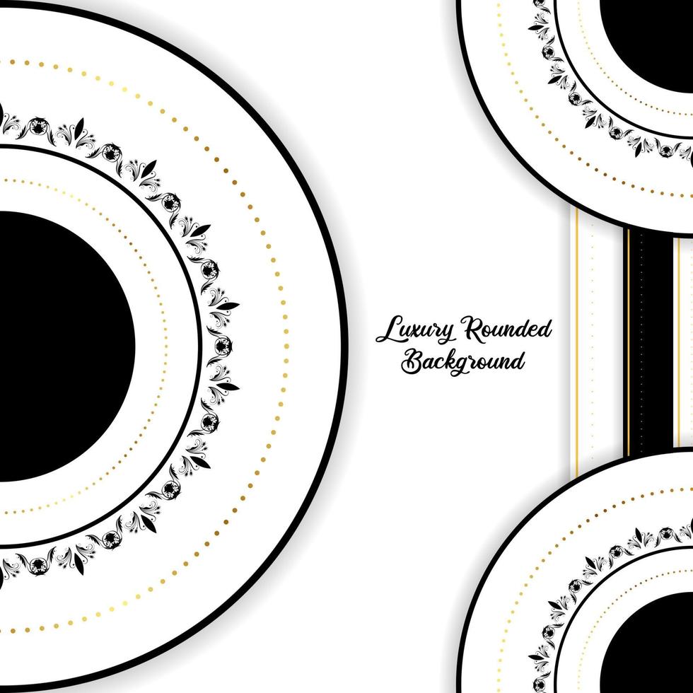 black and white luxury geomteric rounded design vector