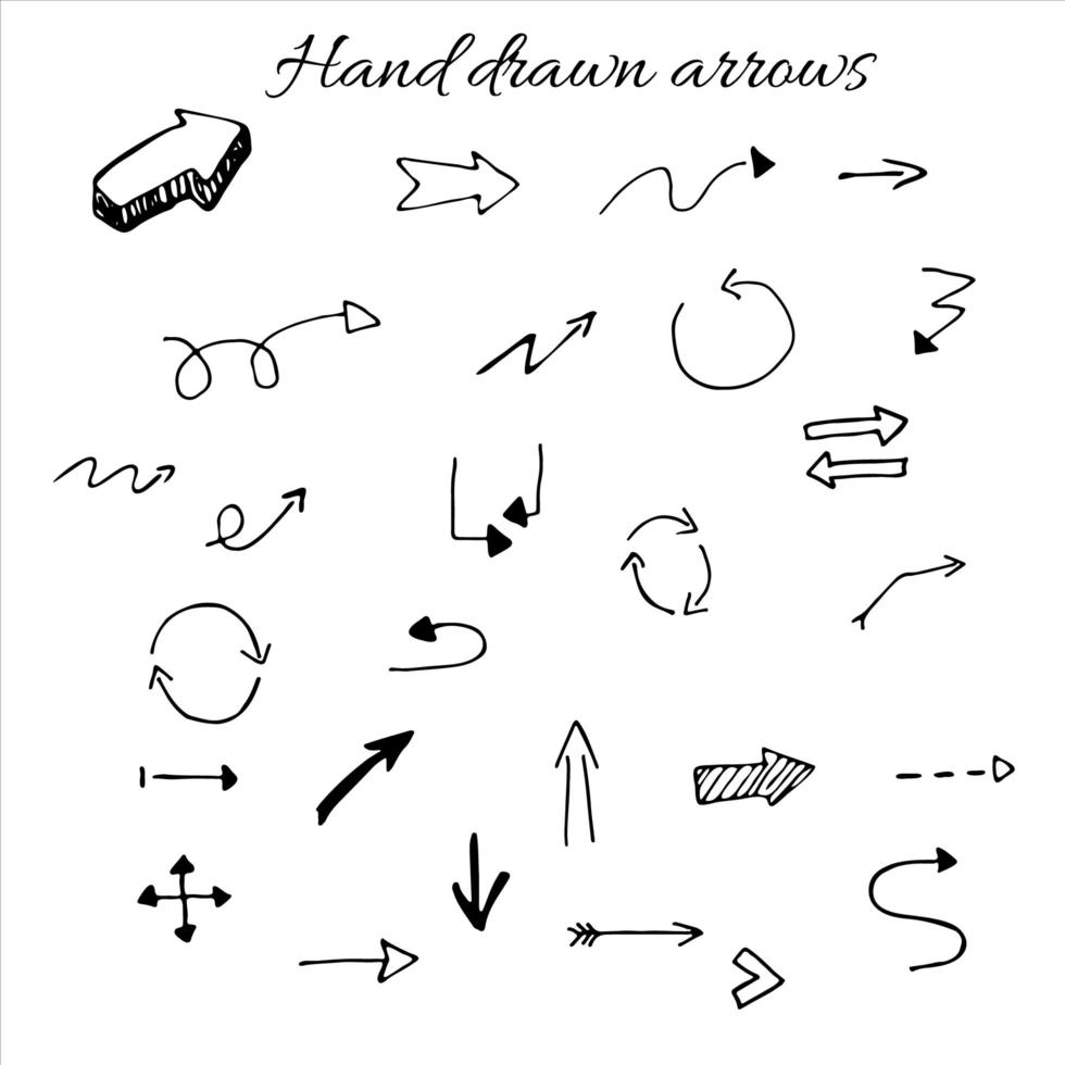 Vector hand drawn set of arrows