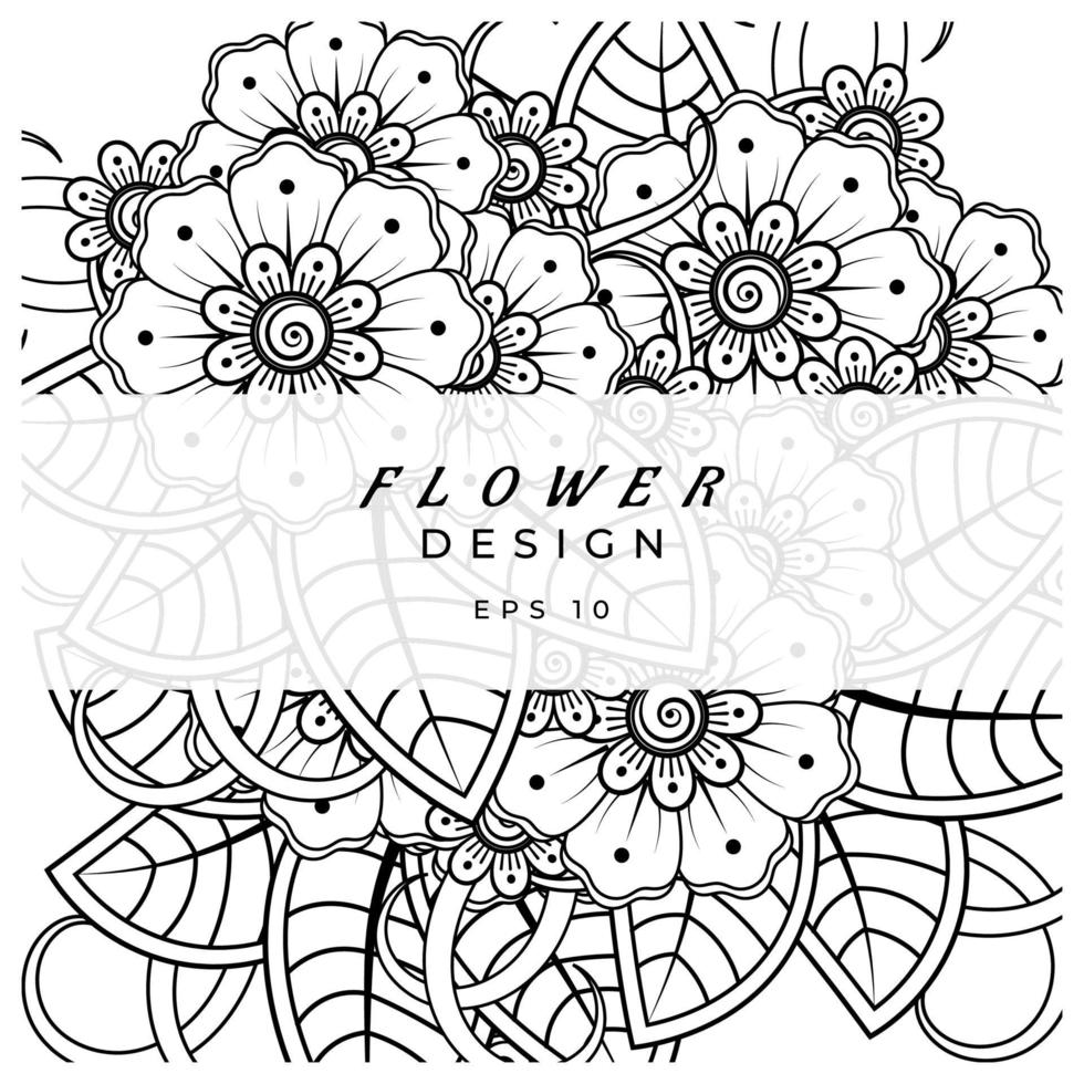 mehndi flower decorative ornament in ethnic oriental style, doodle ornament, outline hand draw. coloring book page. vector