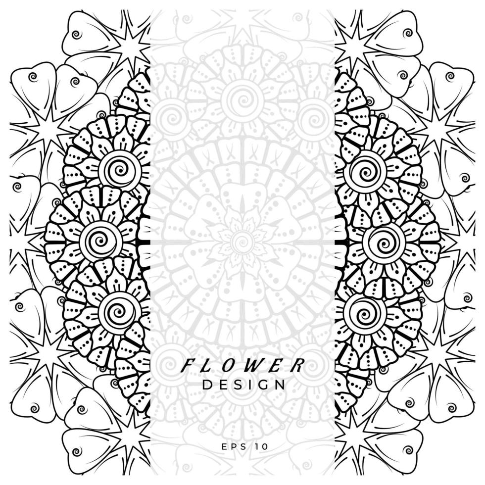 mehndi flower decorative ornament in ethnic oriental style, doodle ornament, outline hand draw. coloring book page. vector