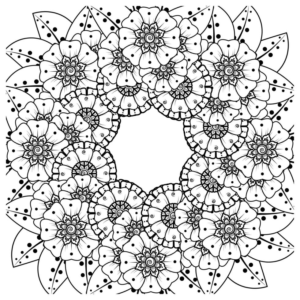 mehndi flower decorative ornament in ethnic oriental style, doodle ornament, outline hand draw. coloring book page. vector