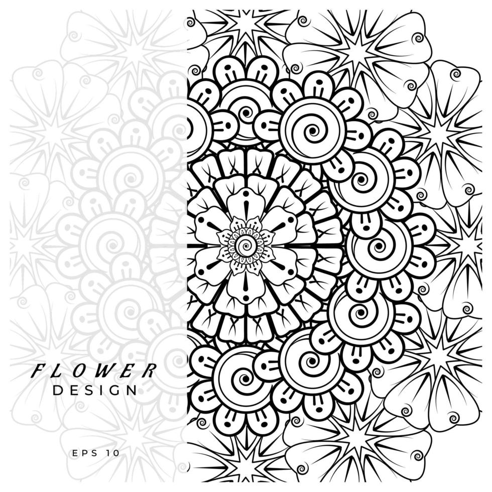 mehndi flower decorative ornament in ethnic oriental style, doodle ornament, outline hand draw. coloring book page. vector