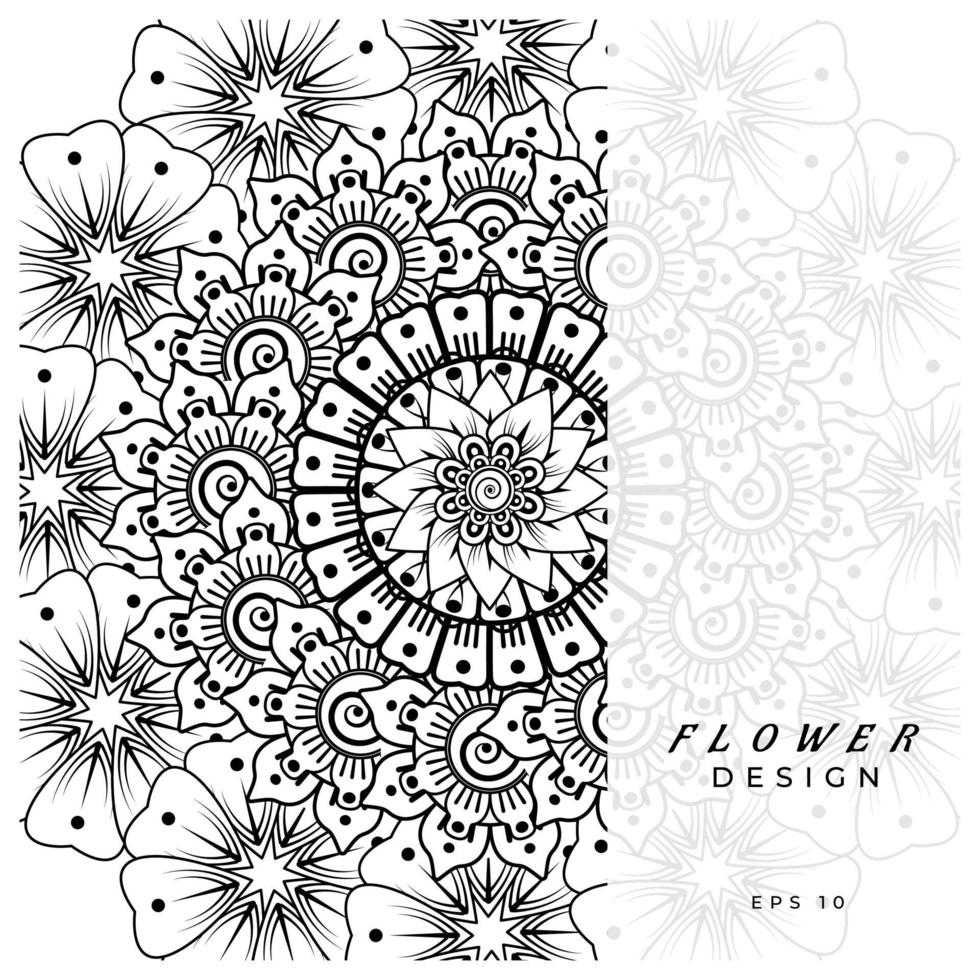 mehndi flower decorative ornament in ethnic oriental style, doodle ornament, outline hand draw. coloring book page. vector