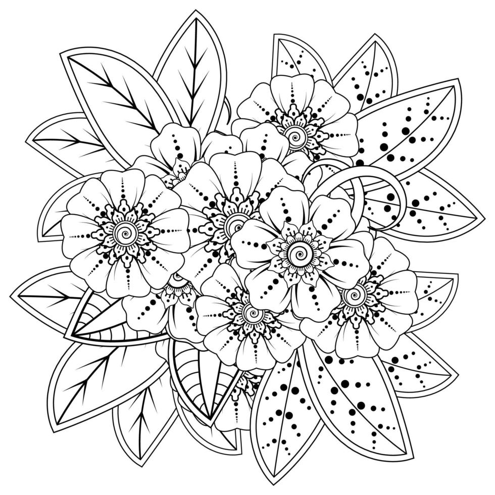 mehndi flower decorative ornament in ethnic oriental style, doodle ornament, outline hand draw. coloring book page. vector