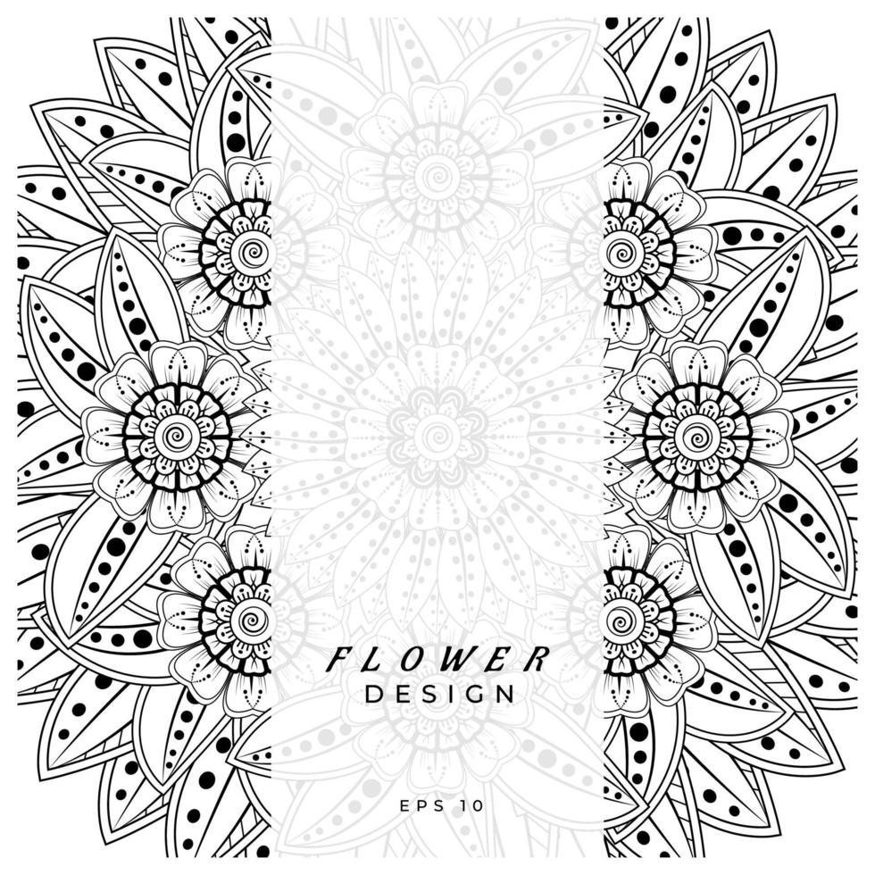 mehndi flower decorative ornament in ethnic oriental style, doodle ornament, outline hand draw. coloring book page. vector