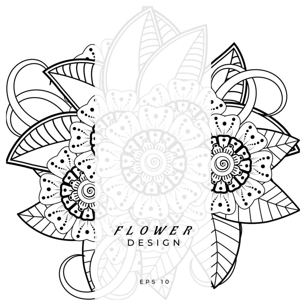 mehndi flower decorative ornament in ethnic oriental style, doodle ornament, outline hand draw. coloring book page. vector