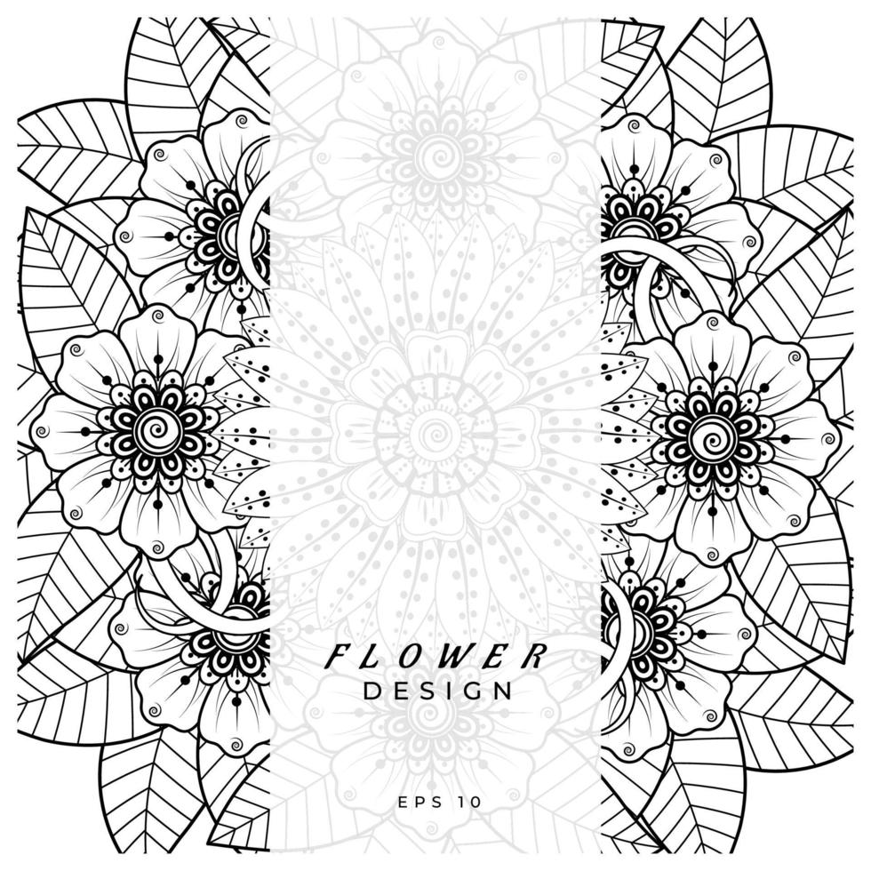 mehndi flower decorative ornament in ethnic oriental style, doodle ornament, outline hand draw. coloring book page. vector