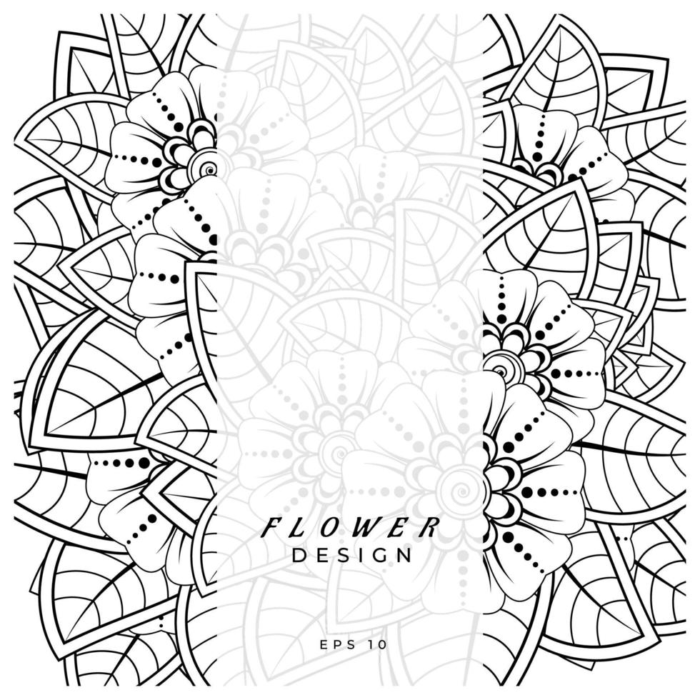 mehndi flower decorative ornament in ethnic oriental style, doodle ornament, outline hand draw. coloring book page. vector