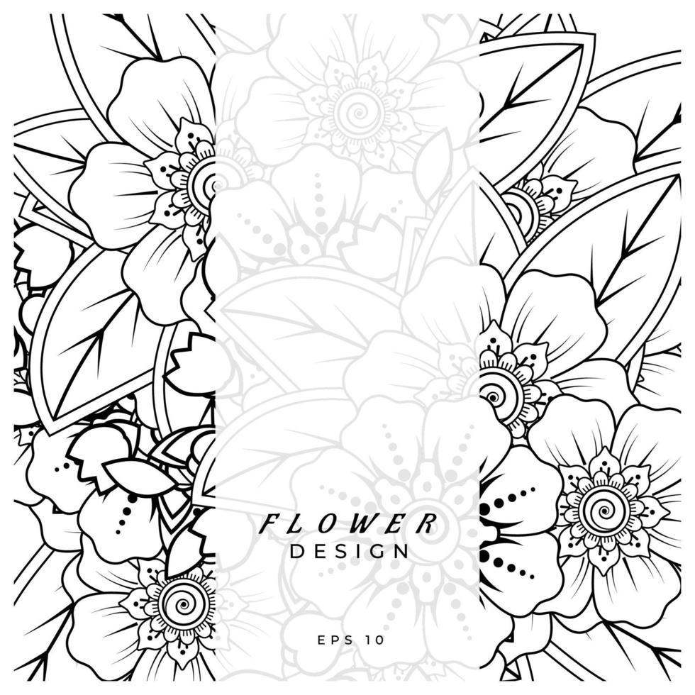 mehndi flower decorative ornament in ethnic oriental style, doodle ornament, outline hand draw. coloring book page. vector