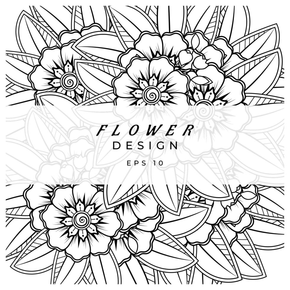 mehndi flower decorative ornament in ethnic oriental style, doodle ornament, outline hand draw. coloring book page. vector