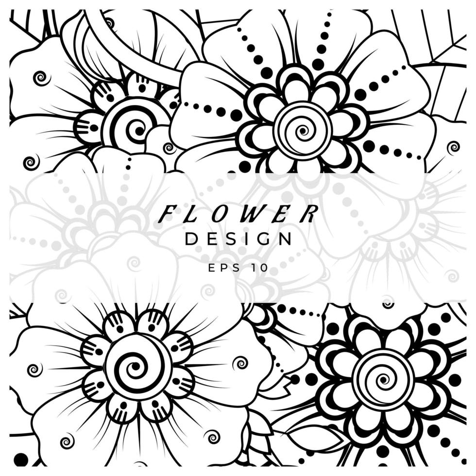 adorno decorativo de flores mehndi en estilo étnico oriental, adorno de doodle, dibujo a mano de contorno. página de libro para colorear. vector