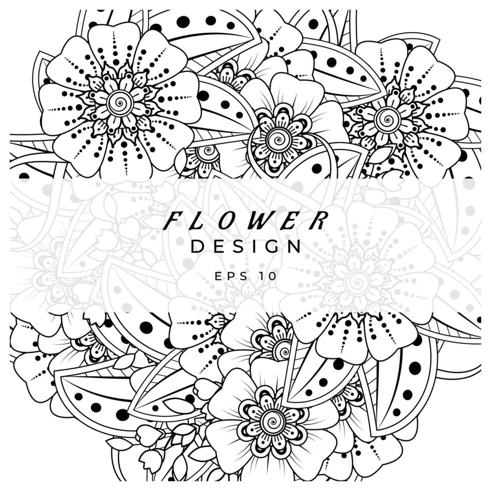 mehndi flower decorative ornament in ethnic oriental style, doodle ornament, outline hand draw. coloring book page. vector